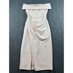 Premier Amour Pink Off The Shoulder Ruched Tulip Wrap Midi Dress Womens Size 2